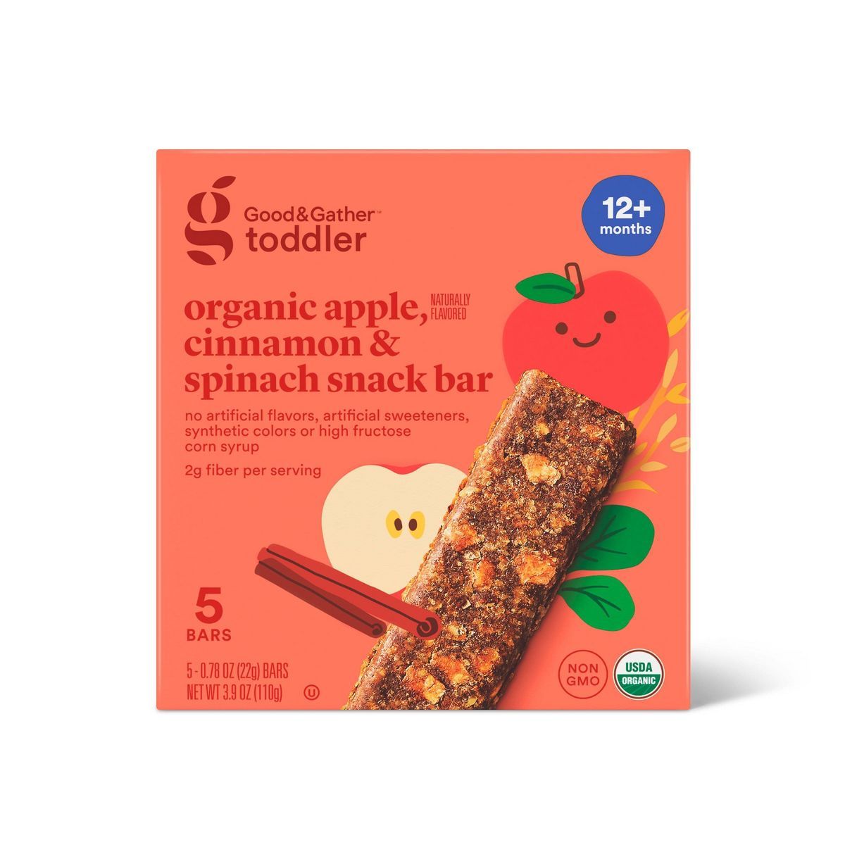 Organic Apple Cinnamon and Spinach Snacks Bars - 3.17oz/5ct - Good & Gather™ | Target