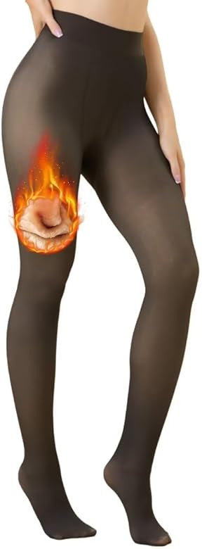 Vertvie Fleece Lined Tights for Women Thermal Pantyhose Fake Translucent Winter Warm Tights High ... | Amazon (US)
