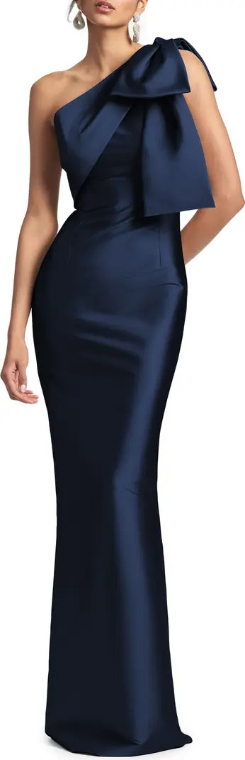 Sachin & Babi Bonnie Bow One-Shoulder Satin Gown | Nordstrom | Nordstrom