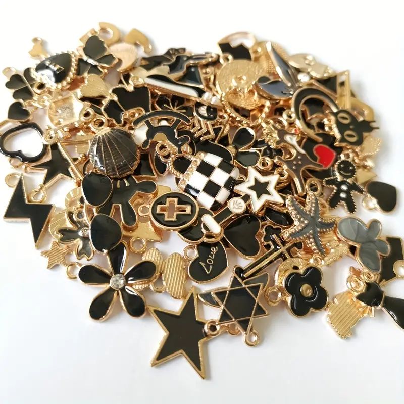 Black Series Alloy Enamel Pendants Diy Jewelry Charms Kit - Temu | Temu Affiliate Program