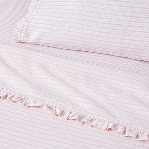 Heather Taylor Home Canyon Stripe Ruffle European Flax Linen Sheet Set | West Elm (US)