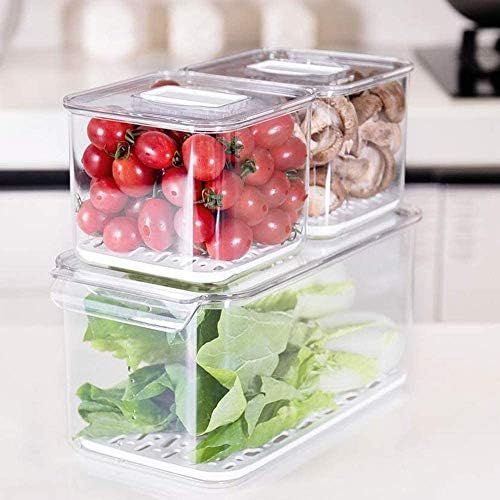 Slideep Food Storage Containers Produce Saver with Lids, Stackable Refrigerator Freezer Organizer Bi | Amazon (US)
