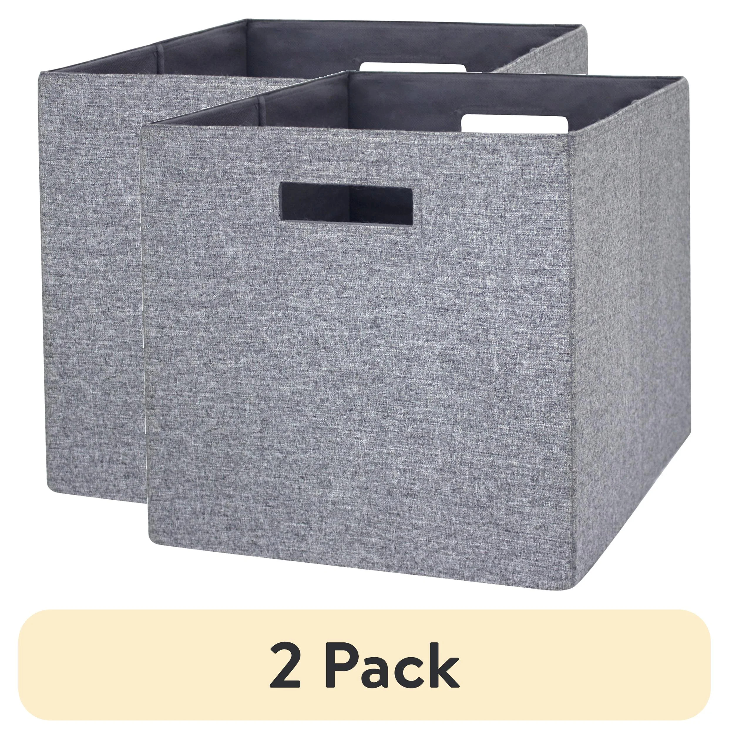 (2 pack) Better Homes & Gardens Collapsible Fabric Cube Storage Bin, Gray | Walmart (US)