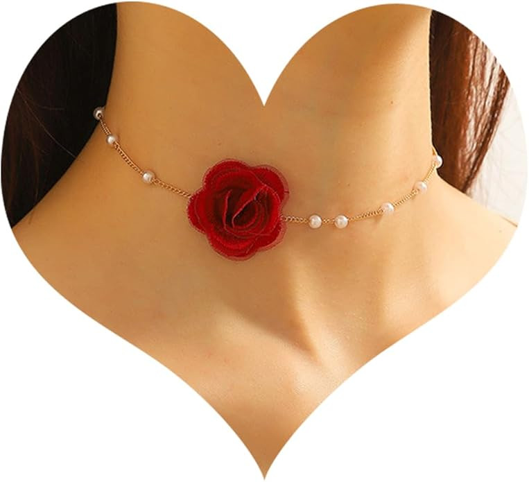 Bethynas Vintage Flower Choker Necklace with Baroque Pearl Handmade Rose Floral Sexy Plated Colla... | Amazon (US)