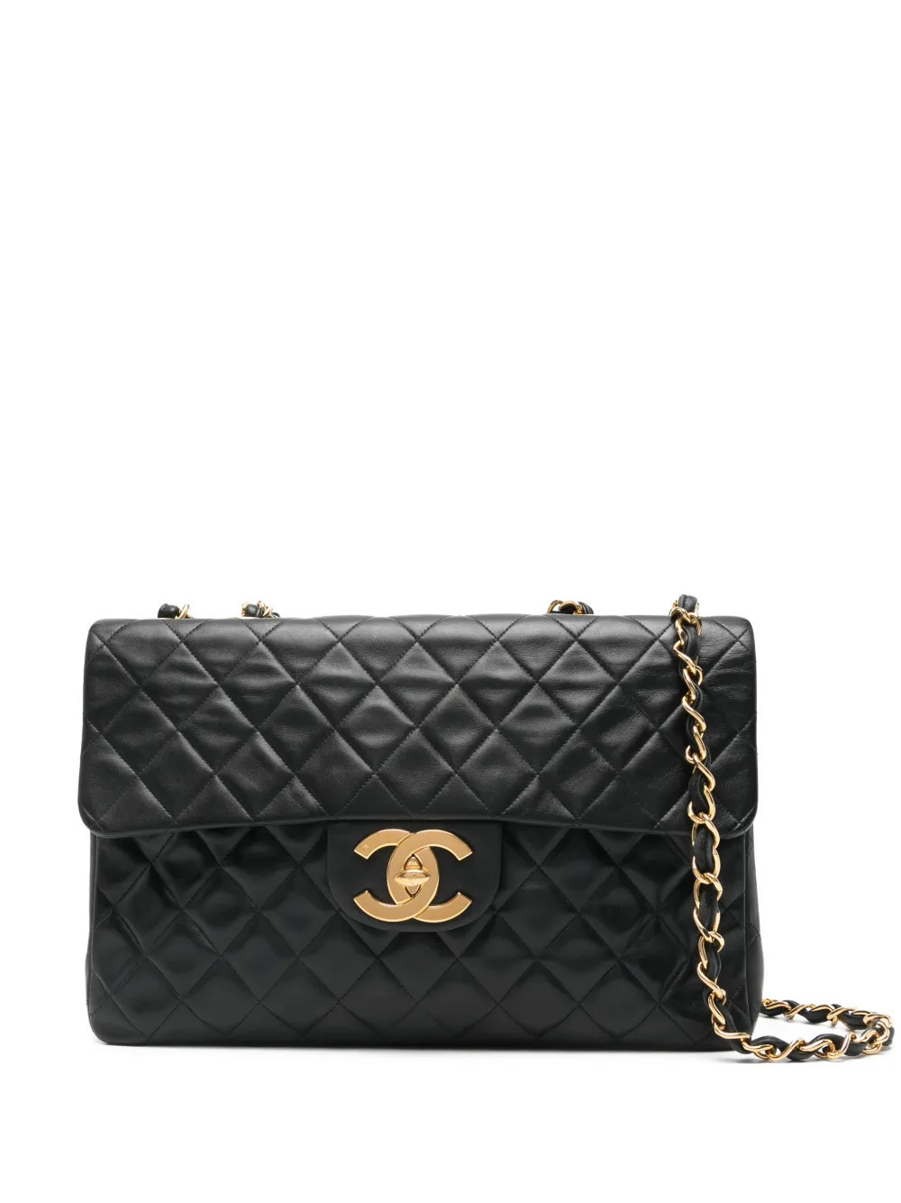 CHANEL Pre-Owned 1990s maxi Jumbo quilted leather shoulder bag - Black | Farfetch Global