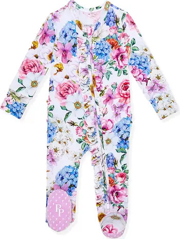 Posh Peanut Cynthia Floral Ruffle Fitted Footie Pajamas | Nordstrom | Nordstrom