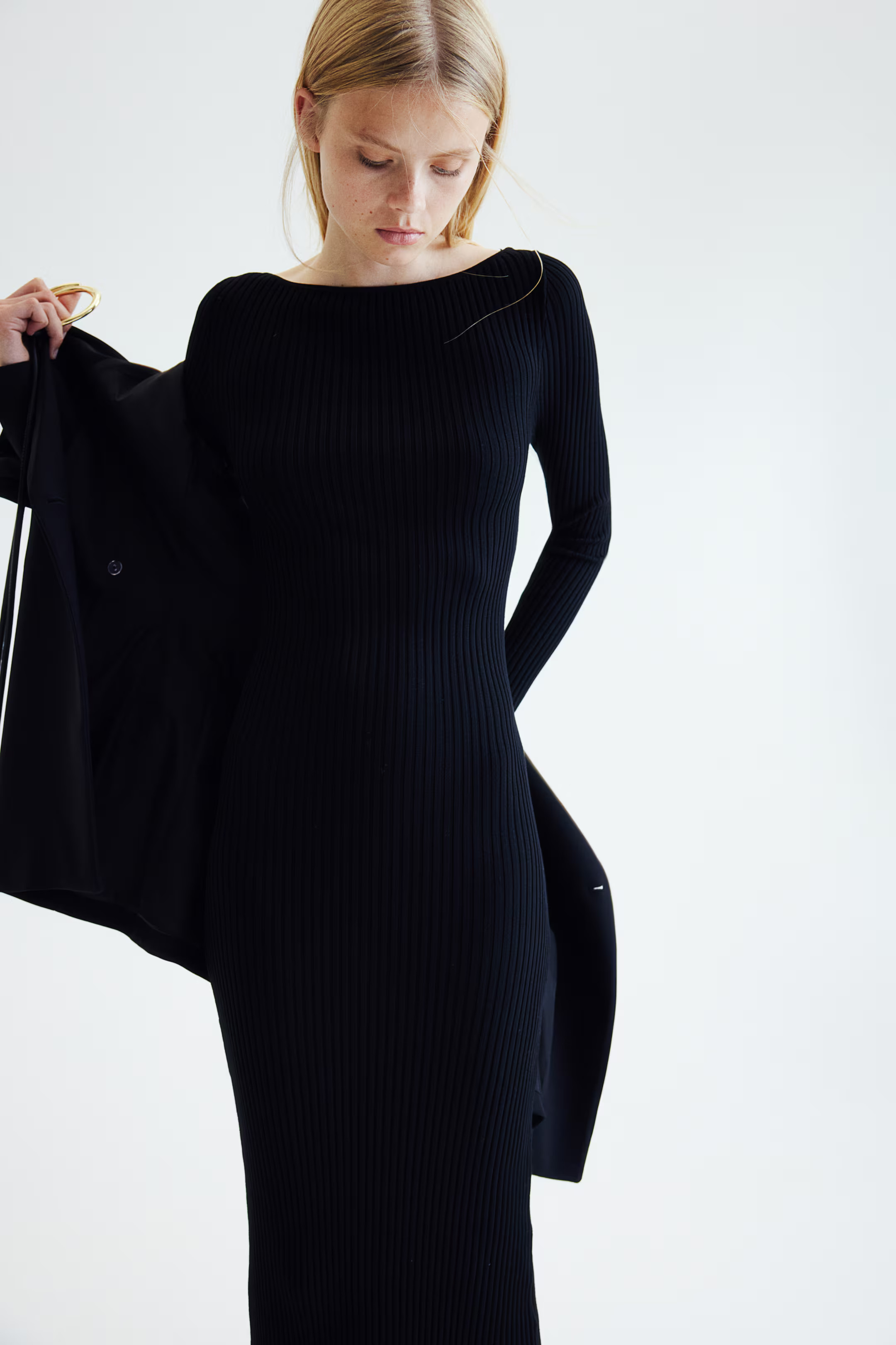 Abito aderente con scollo a barca - Nero - DONNA | H&M IT | H&M (FR, IT, ES, PT, BE)