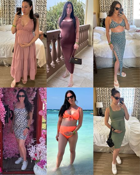 Babymoon and bump friendly vacation outfit ideas. Includes maternity dresses, coverups, and swim. 

#LTKswim #LTKtravel #LTKbump