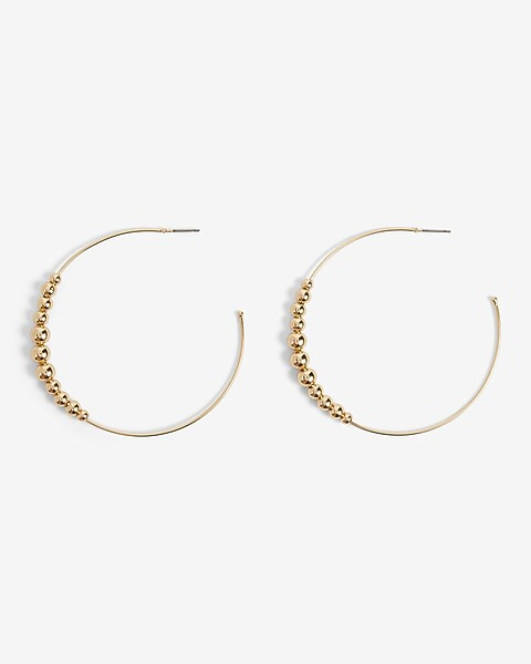Gold Ball Post Back Hoop Earrings | Express