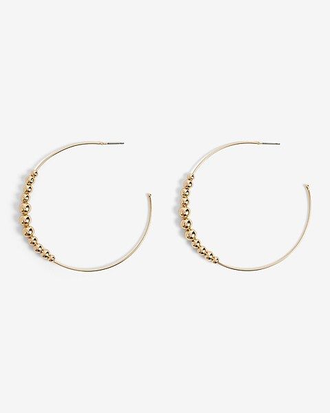 Gold Ball Post Back Hoop Earrings | Express