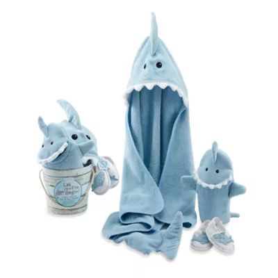 Baby Aspen 4-Piece Let the Fin Begin Shark Bath Gift Set in Blue | buybuy BABY | buybuy BABY