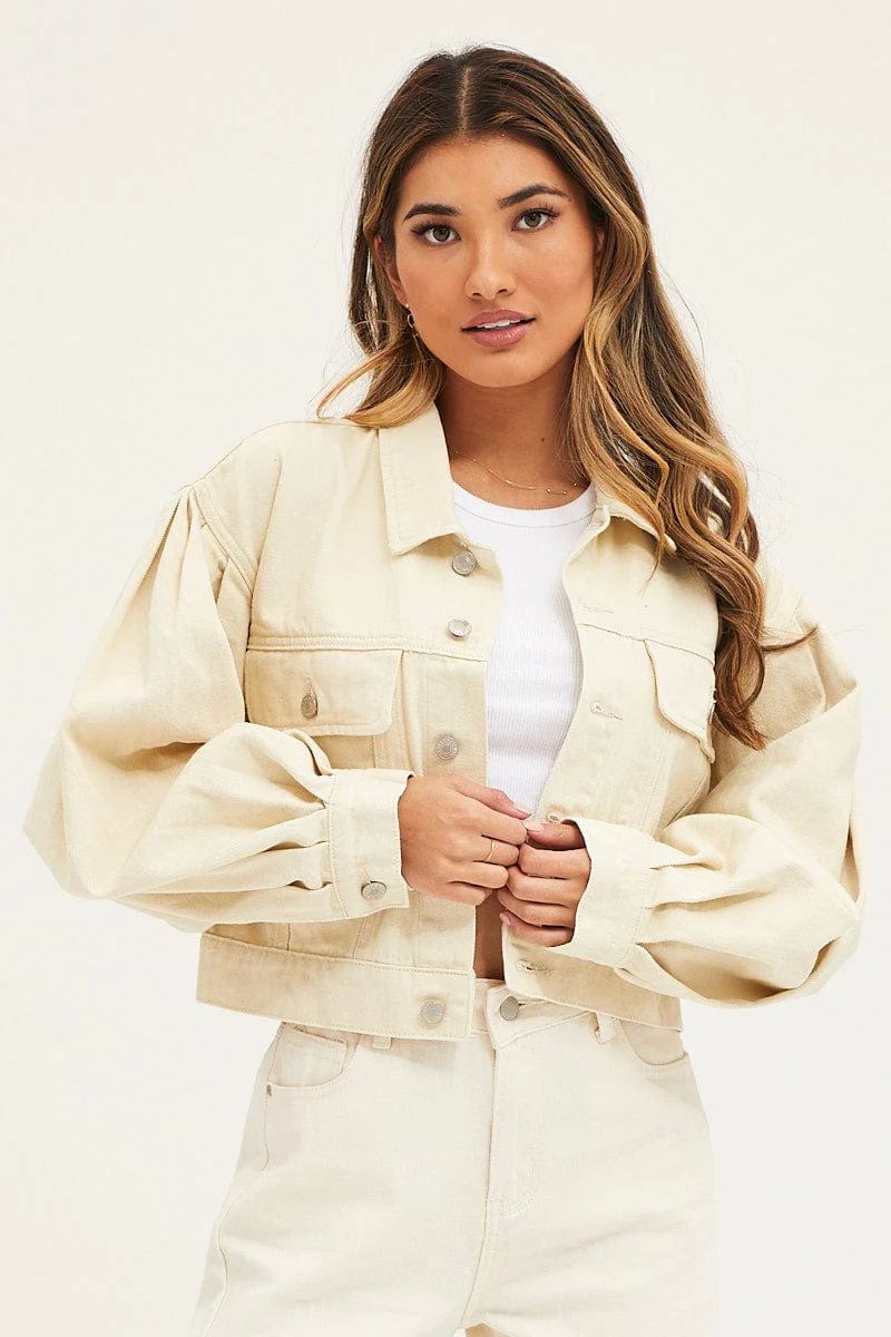 Women’s White Demin Jacket Long Sleeve Crop | Ally Fashion | Ally Fashion (US, Australia & New Zealand)