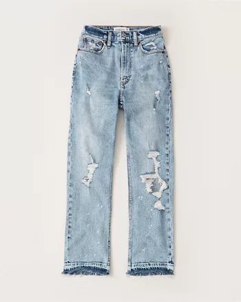 Women's Ultra High Rise Ankle Straight Jeans | Women's Bottoms | Abercrombie.com | Abercrombie & Fitch (US)