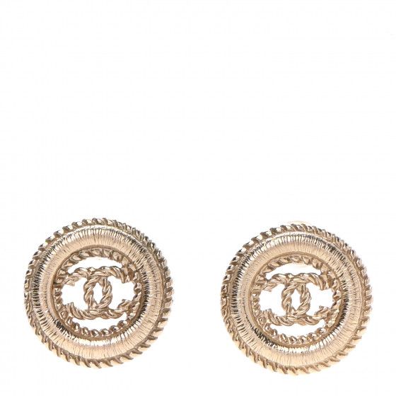 CHANEL CC Round Earrings Gold | Fashionphile