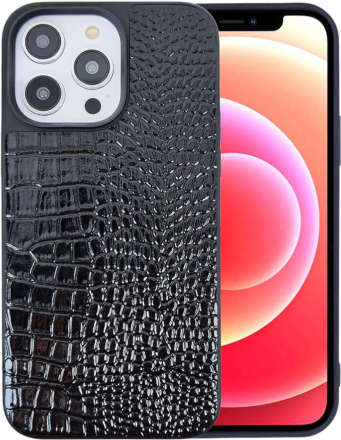 iPhone 12 Pro Case for Women, iPhone 12 Case, Crocodile Synthetic Patent Leather Cover, Classic F... | Amazon (US)