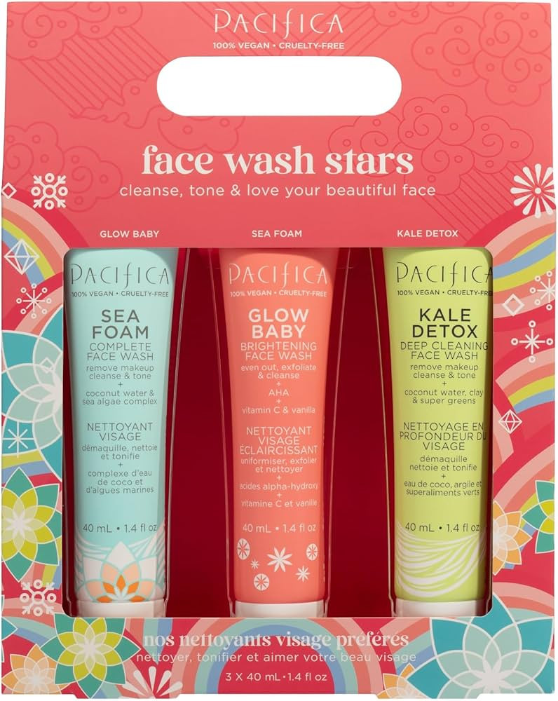 Pacifica Face Wash Set - Preppy Skincare Gift Set Value Kit for Holidays | Brightens, Tones and D... | Amazon (US)