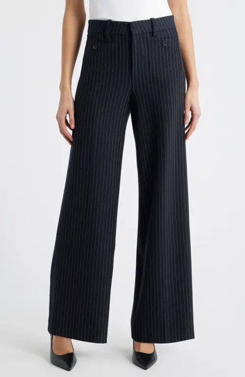 FRAME The Modernist Patch Pocket Pinstripe Pants in Navy Pinstripe at Nordstrom, Size 0 | Nordstrom
