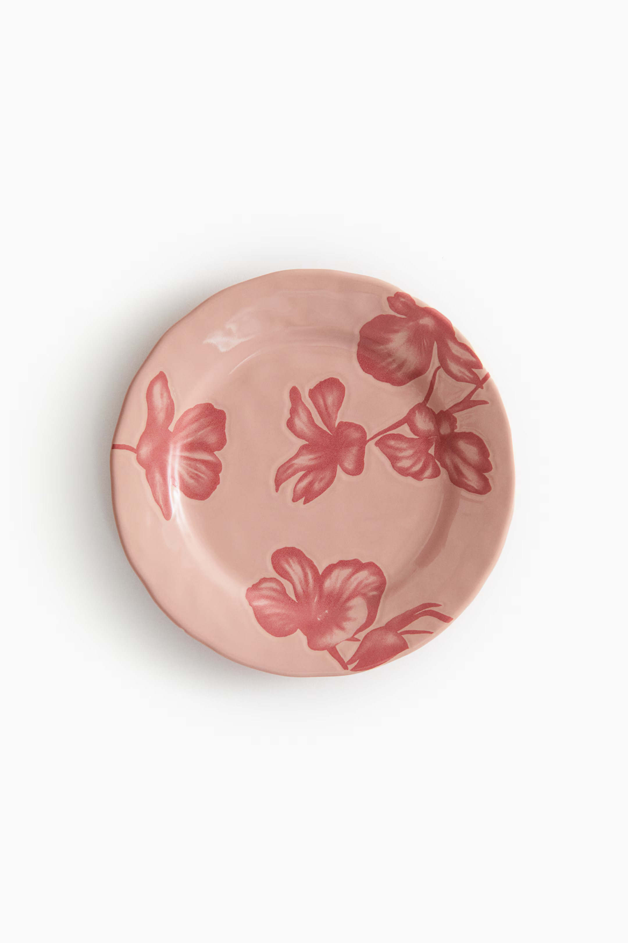 Patterned Stoneware Medium-Sized Plate - Dusty pink/floral - Home All | H&M US | H&M (US + CA)