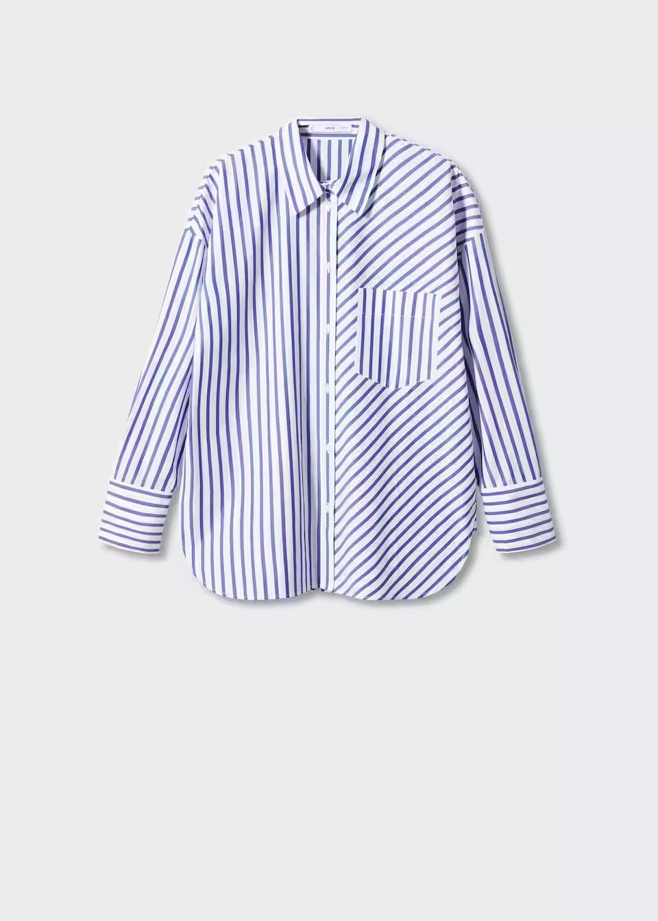 Striped cotton oversized shirt -  Women | Mango USA | MANGO (US)