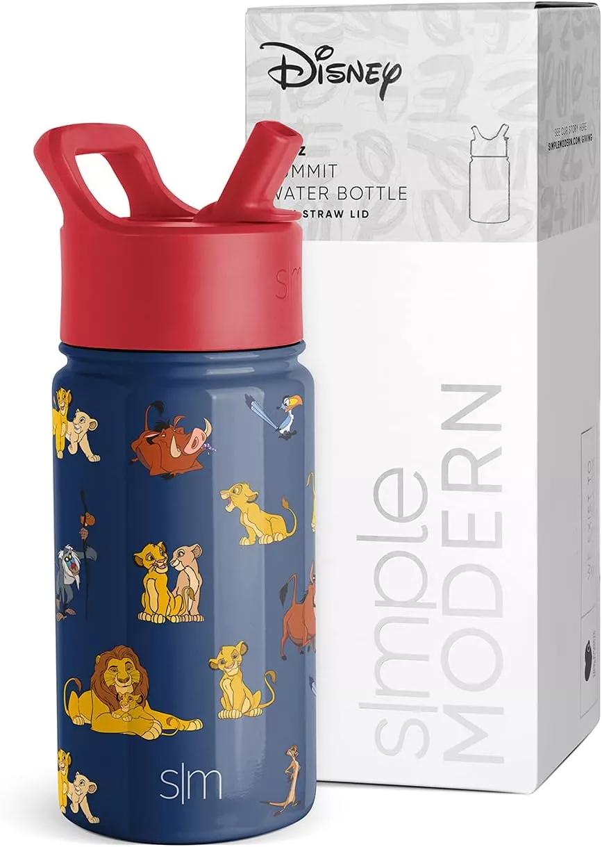 Simple Modern Disney Pixar Lightning McQueen Kids Water Bottle with Straw  14oz