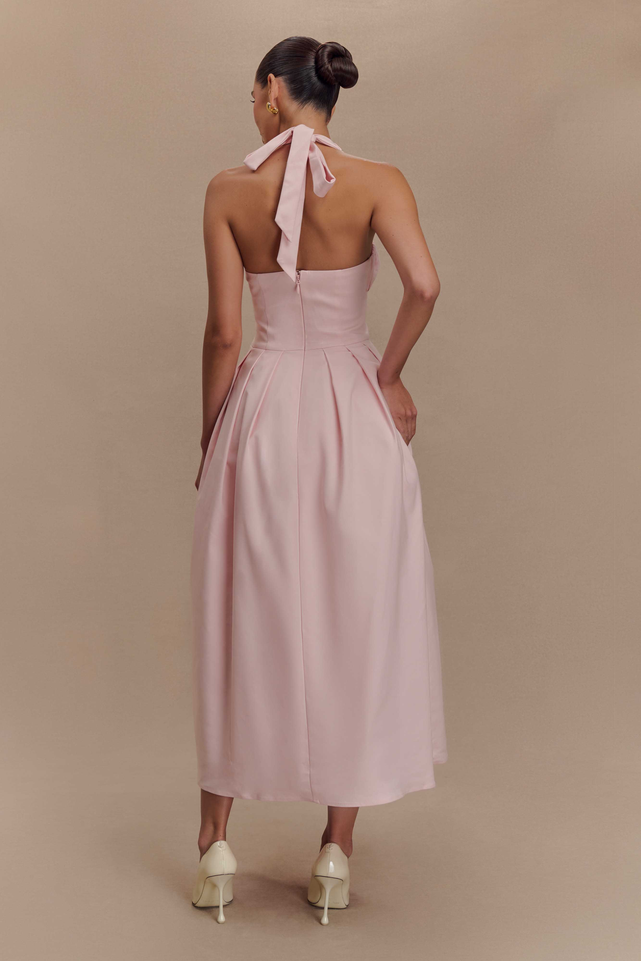 Halter Midi Dress - Ballet Pink | MESHKI US