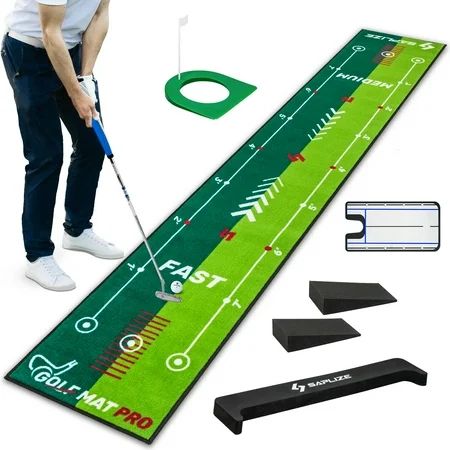 SAPLIZE Two-Speed Golf Putting Practice Mat with Putting Alignment Mirror 20 in X 10 ft Putting Trai | Walmart (US)