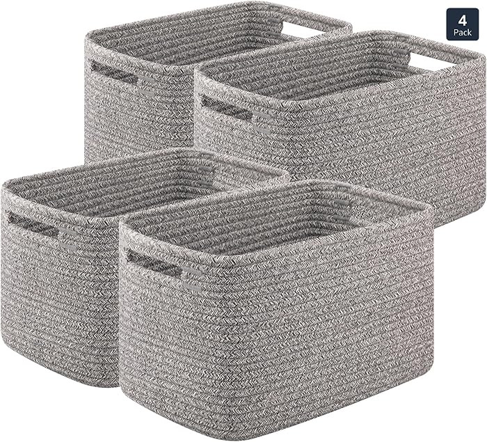 Storage Baskets for Organizing, Woven Decorative Baskets for Shelves - Books, Towels, and Clothes... | Amazon (US)