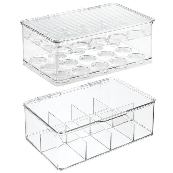 mDesign Plastic Stackable Kitchen Box for Coffee Pods, Tea Bags, Set of 2, Clear | Target