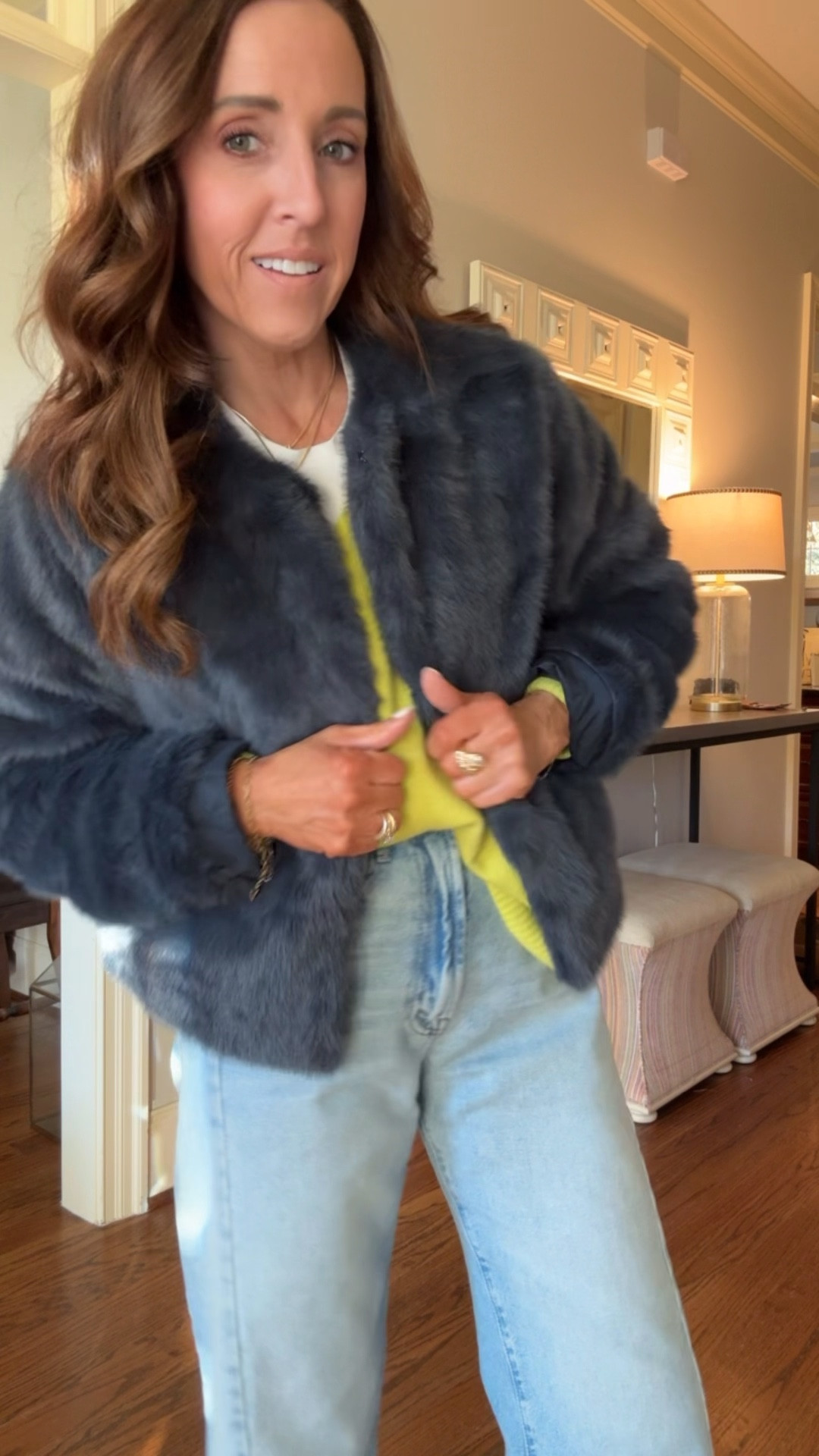 Today’s outfit of the day. Fun color combo. Blue faux fur coat. Cashmere sweater. 
Sweater S. Coat XS. Jeans TTS, 25

#LTKootd #LTKSeasonal #LTKOver40