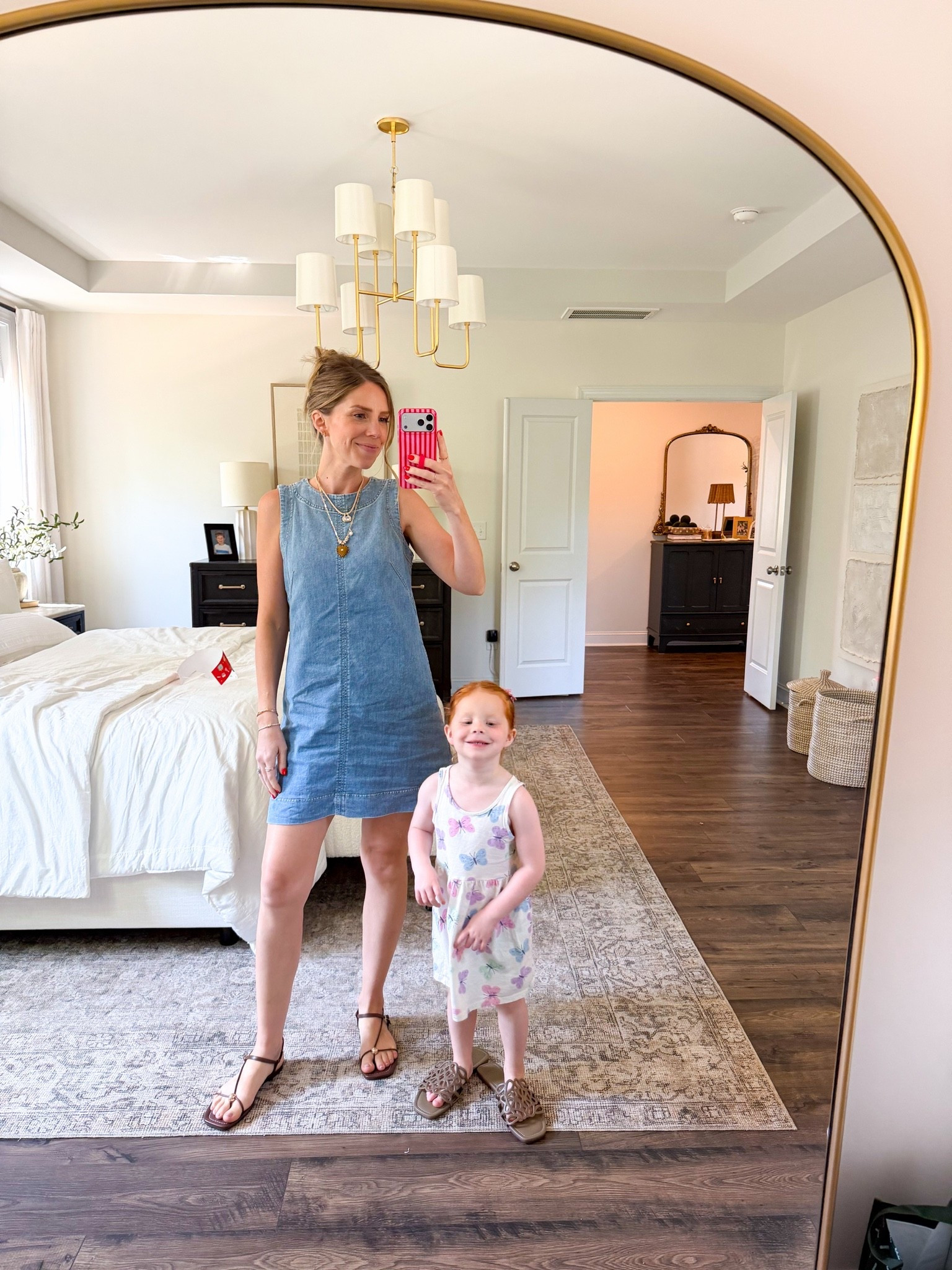 Just being girls in dresses together ☺️ wearing S in denim dress!