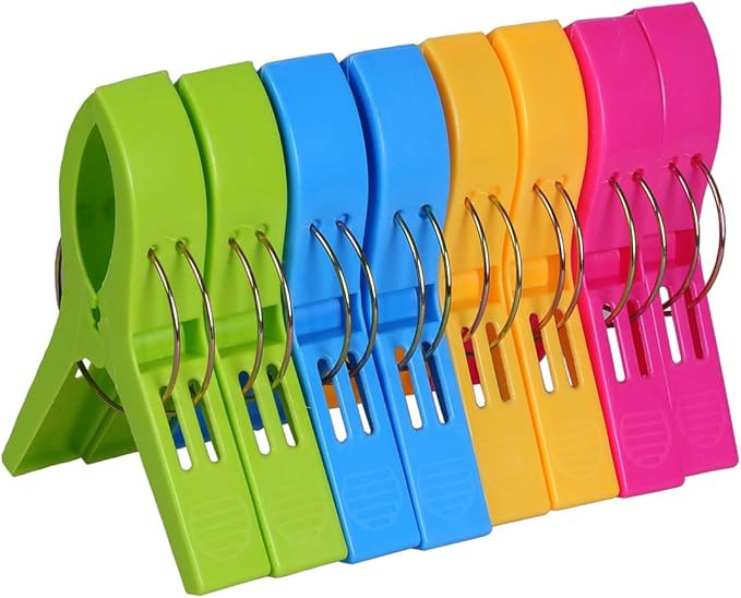 ECROCY Beach Chair Towel Clips on Cruise, 8 Pack Large Clamps,Clothes Pegs,Beach Towel Holder to ... | Amazon (US)