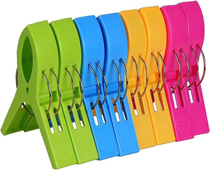 Beach Towel Clips, ECROCY Beach Chair Towel Clips on Cruise, 8 Pack Large Clips Clamps,Clothes Pe... | Amazon (US)