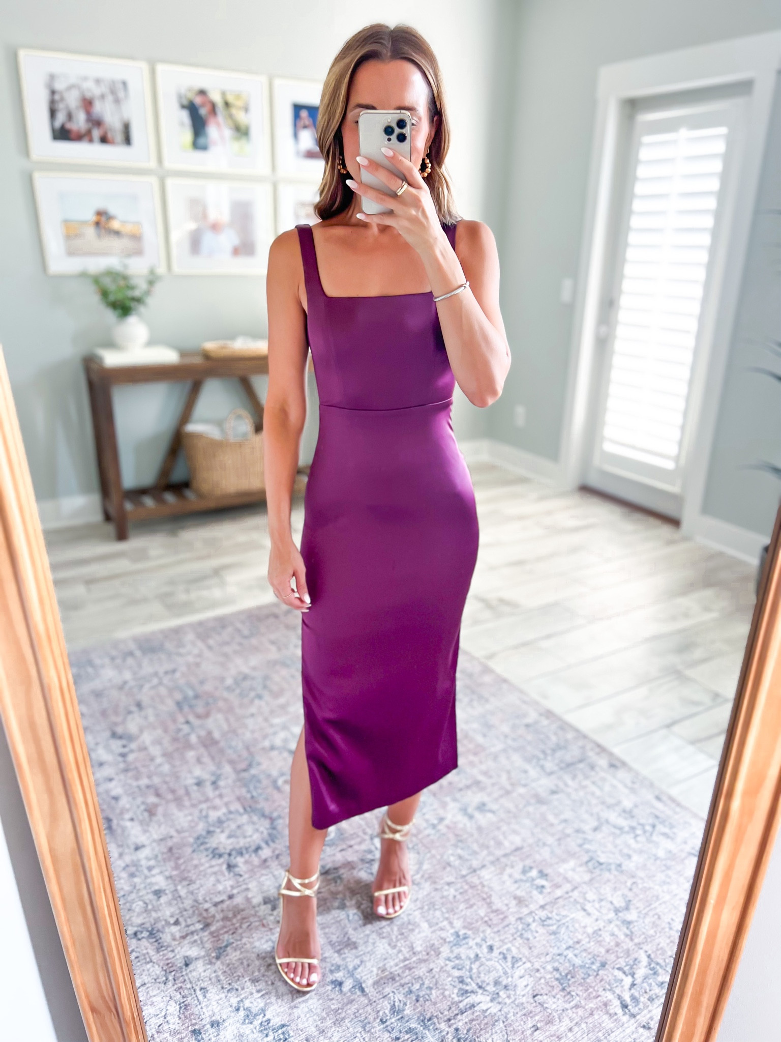 Wedding guest dress (XXSP). Fall wedding guest. Abercrombie dress. Satin midi dress. Cocktail dress. Summer wedding guest. Rehearsal dinner dress. Welcome party dress. Gold heels (go up half a size). 

*Sculpting fabric is thick but also stretchy! 

#LTKwedding #LTKshoecrush #LTKtravel