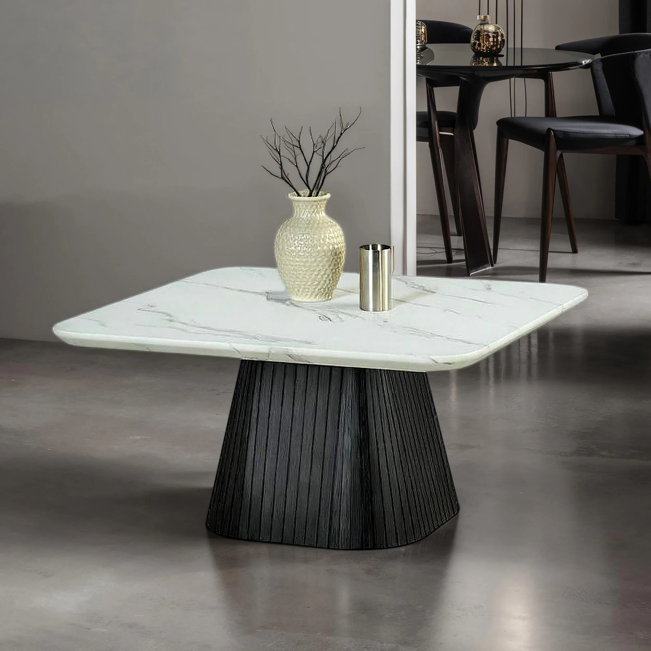 Furniture of America Modern Faux marble White 36-in W x 18-in H Coffee Table in Black | IDF-44004BK-C | Lowe's