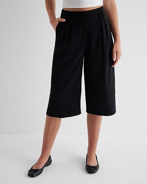 High Waisted Pleated Gaucho Pant | Express