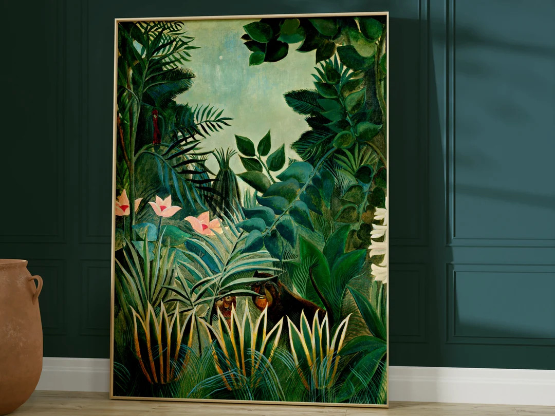 Henri Rousseau Botanical Print the Equatorial Jungle Vintage Poster Emerald Green Wall Art Tropic... | Etsy (US)