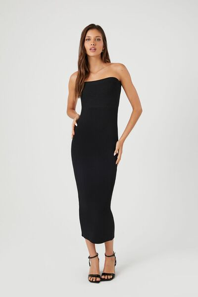 Compact Ribbed Knit Midi Tube Dress | Forever 21 (US)