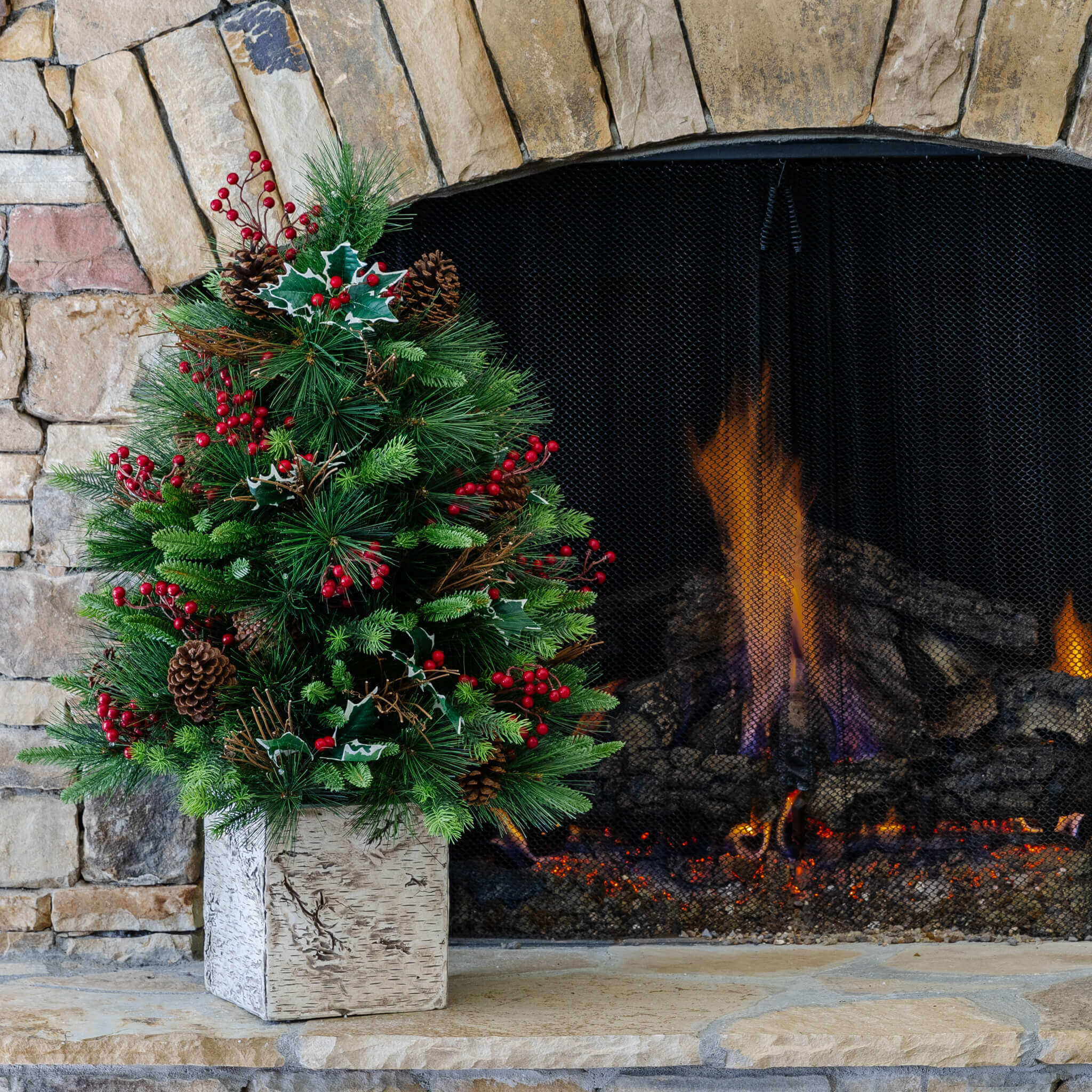 3' Redwood Tabletop Tree with 70 Warm White LED Lights | King of Christmas