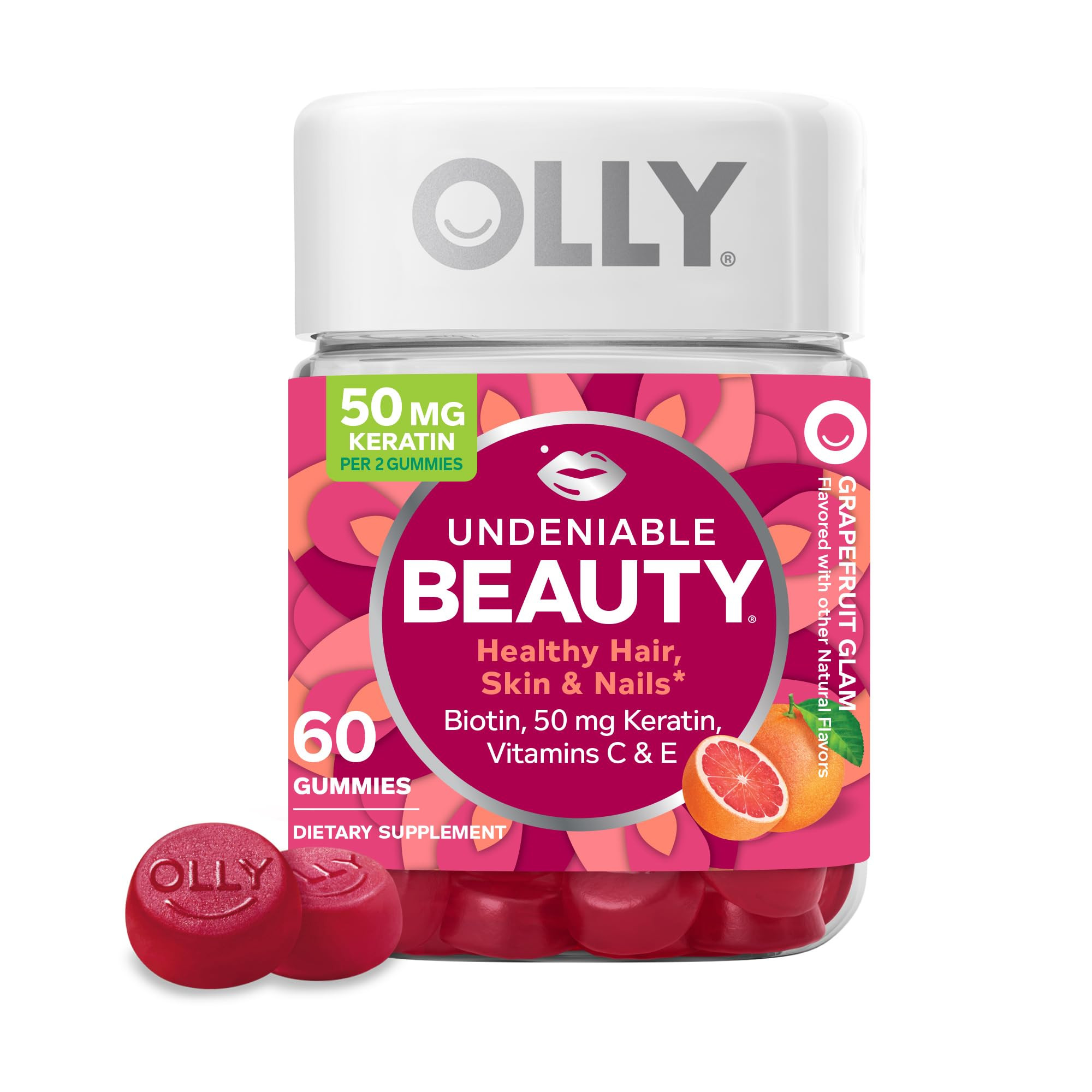 OLLY Undeniable Beauty Gummy, For Hair, Skin, Nails, Biotin, Vitamin C, Keratin, Chewable Supplem... | Amazon (US)
