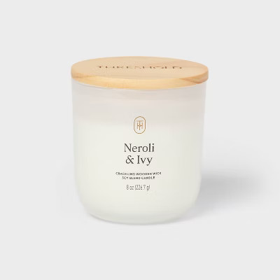 Milky Glass Wooden Wick Neroli and Ivy Jar Candle 8oz - Threshold™ | Target