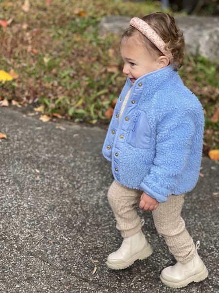 Toddler Cozy Fits For Winter Weekend Outings. Girls Button-Up Sherpa form J.Crew | Old Navy Toddler Chelsea Boots 

Sweater, leggings and headband are fro Zara, so I couldn’t link 