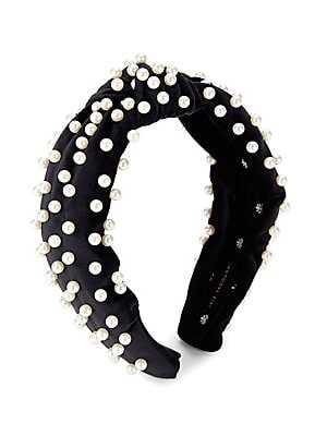 Lele Sadoughi Women's Pearl & Velvet Headband - Black | Saks Fifth Avenue