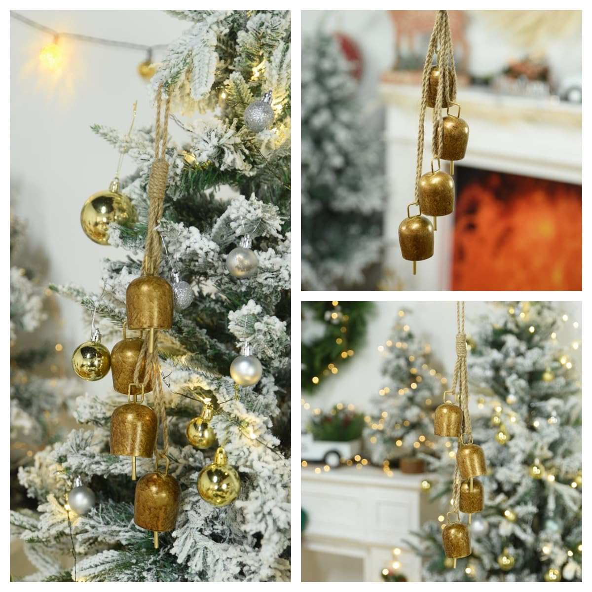 Gold Metal Vintage Bells with Jute Hanging Rope, Decorative Cow Bell for Weddings, Parties, and C... | Amazon (US)
