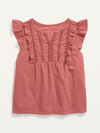 Flutter-Sleeve Swiss Dot Dobby Top for Girls | Old Navy (US)