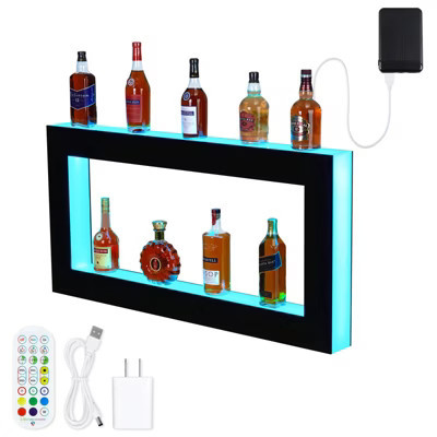 LED Lighted Liquor Bottle Display, Square 3-Step 48-Inch Wall Mounted Acrylic Liquor Shelf with Remote & App Control | Target