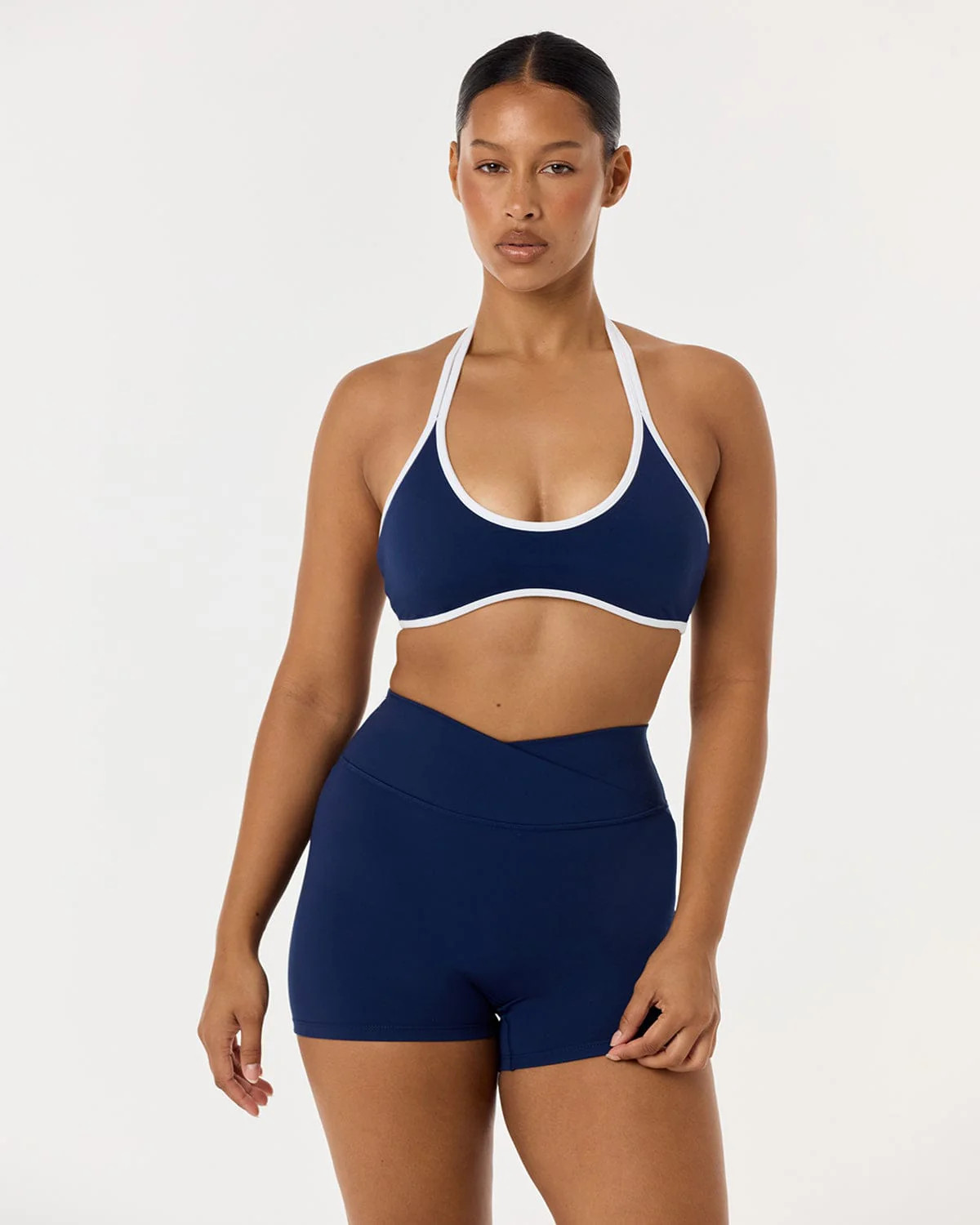 Serenity Halter Crop | Navy Two Tone | Crop Shop Boutique US