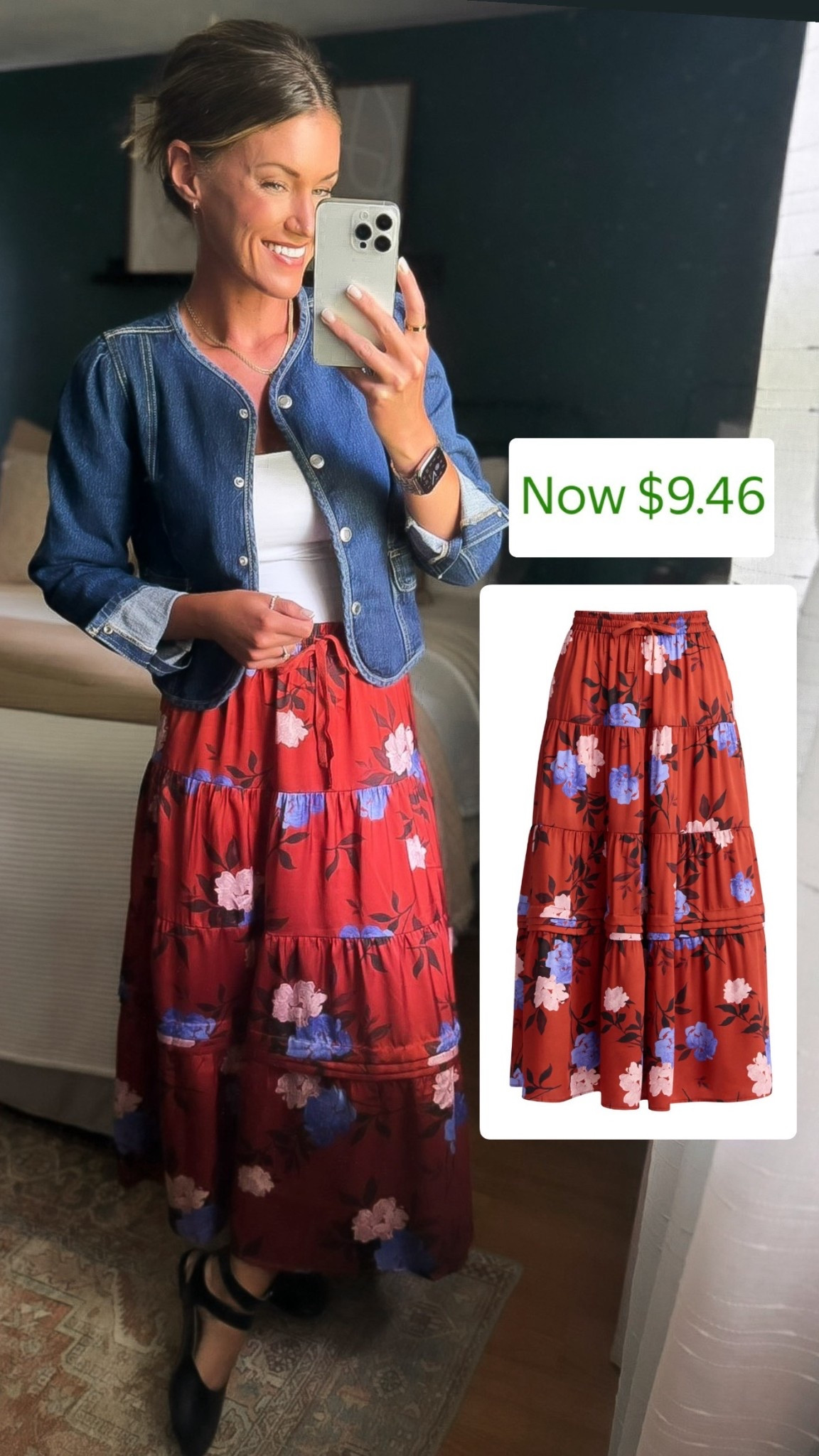 Midi skirt now less than $10!!
Wearing small  

#LTKSeasonal #LTKSaleAlert