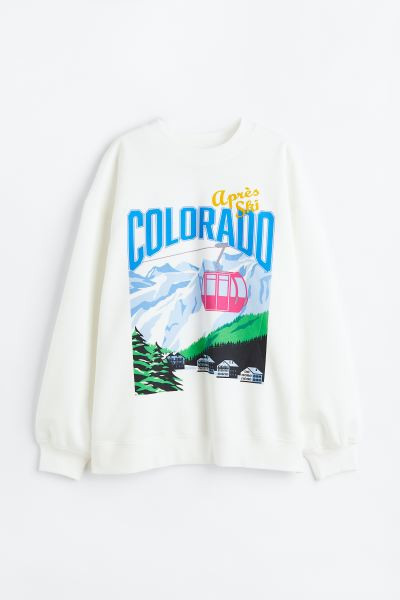 Printed Sweatshirt - White/Colorado - Ladies | H&M US | H&M (US + CA)