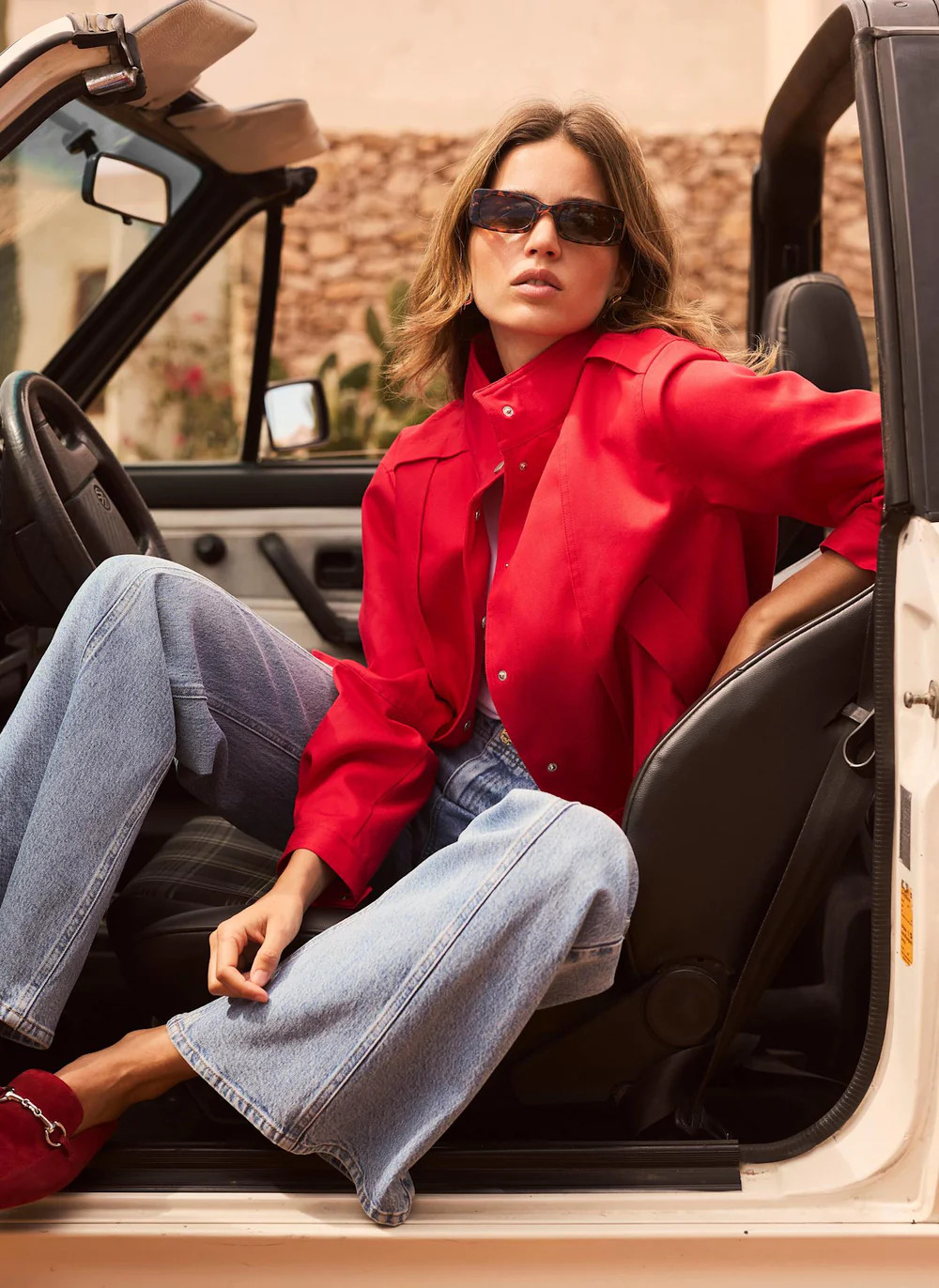 Red Funnel Neck Bomber Jacket | Mint Velvet
