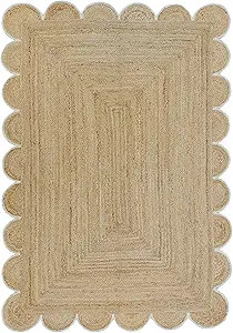Weaving Village Scalloped Natural Jute Area Rug, Colored Trim | Amazon (US)